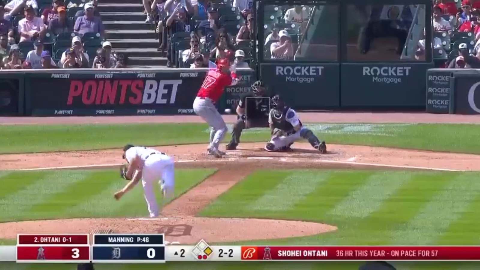 Shohei Ohtani drills a home run in Game 2 of the Angels-Tigers doubleheader after throwing a shutout in Game 1