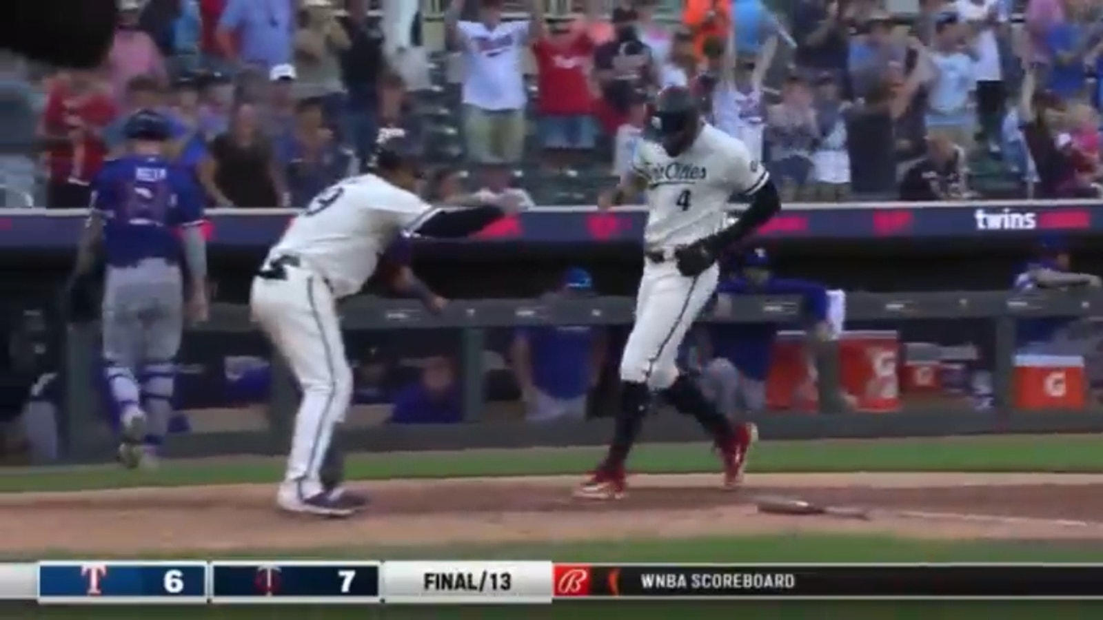 Twins' Michael A. Taylor WALKS IT OFF on a walk to defeat Rangers