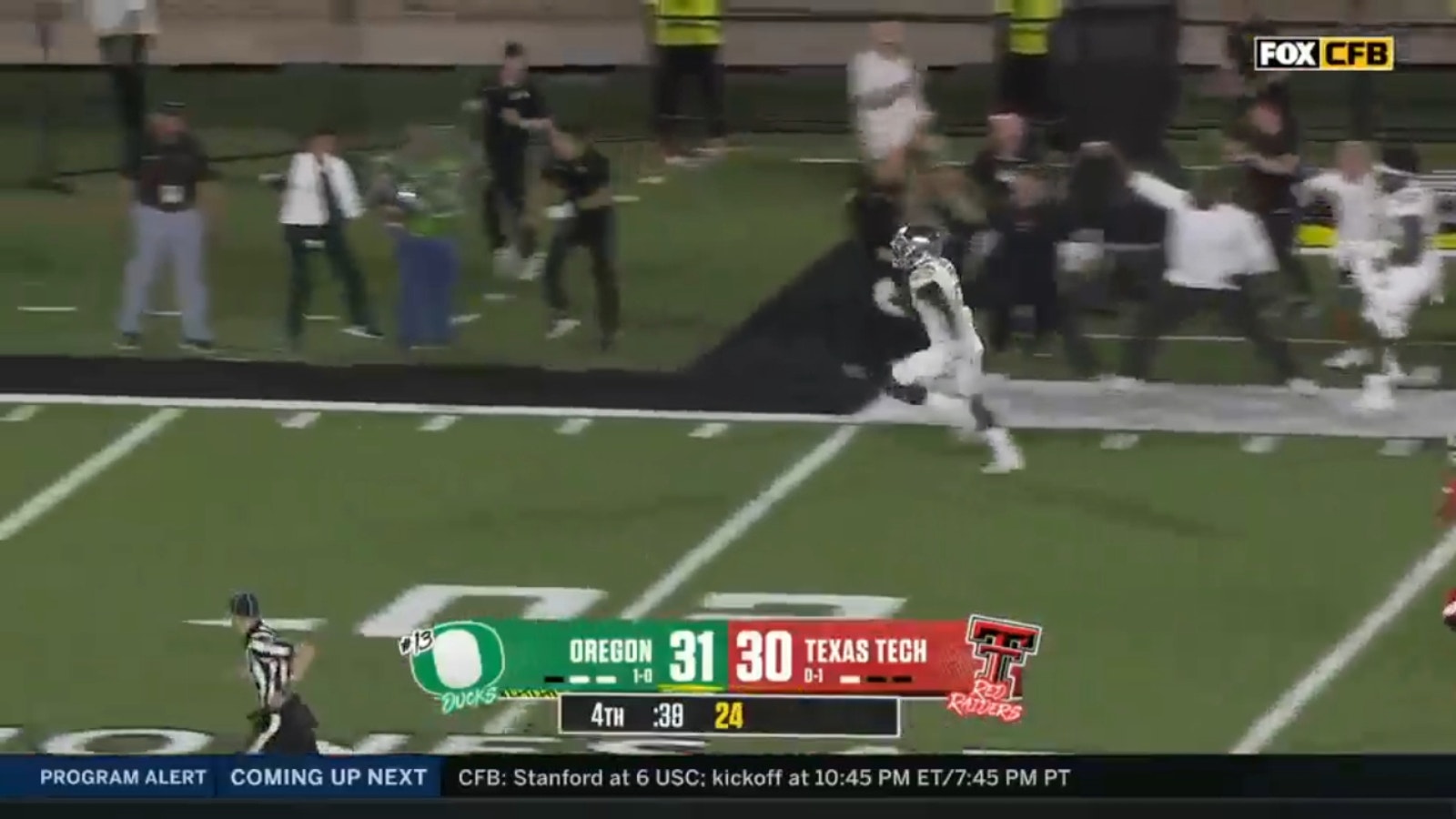 Jeffrey Bassa makes a CLUTCH pick six as Oregon takes a 38-30 win over Texas Tech