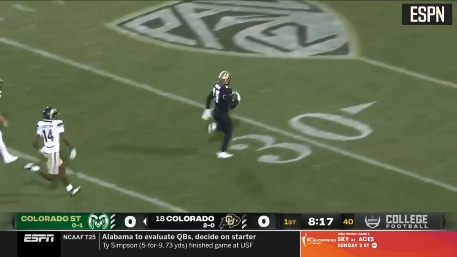 Shilo Sanders takes a pick 80 YARDS to the house as Colorado strikes first against Colorado State