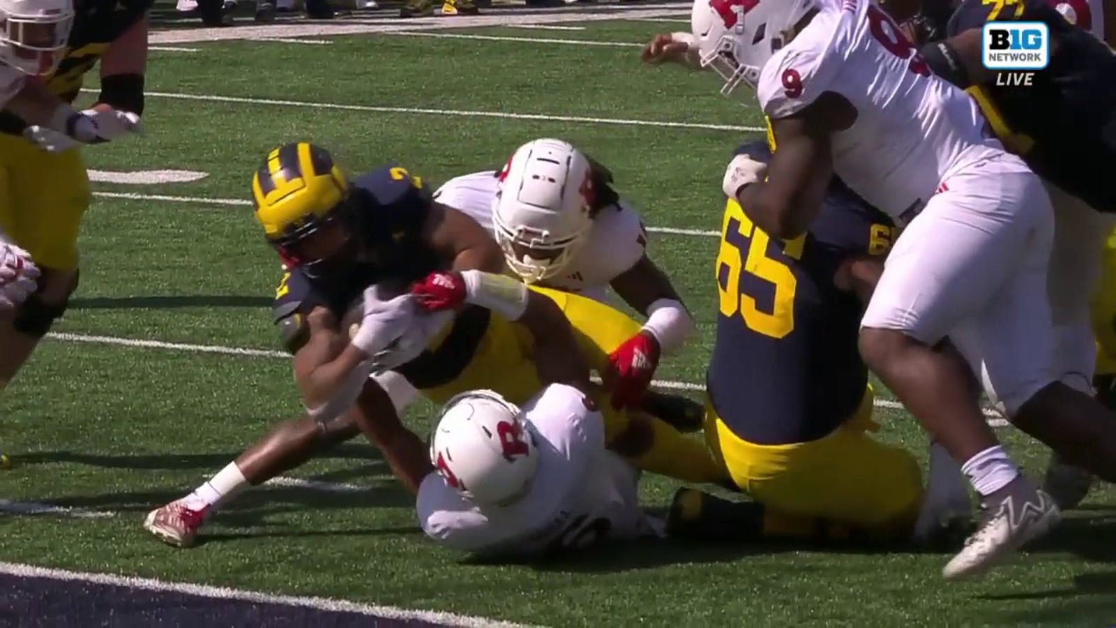 Michigan's Blake Corum scores his second touchdown of the day against Rutgers