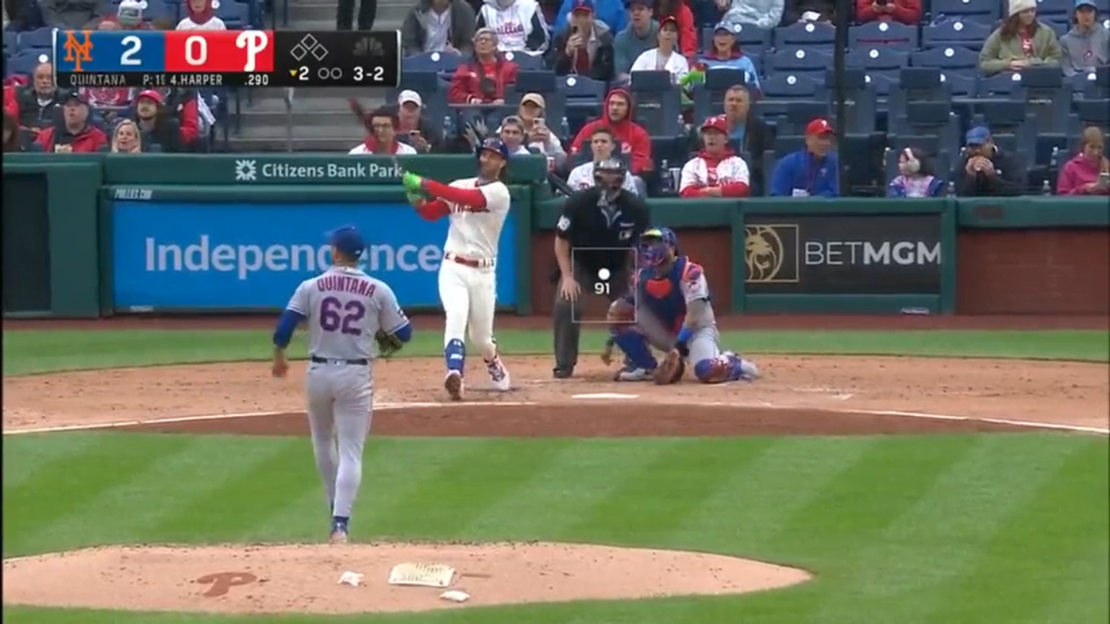 Bryce Harper CRUSHES 451-foot homer as Phillies tie game against Mets
