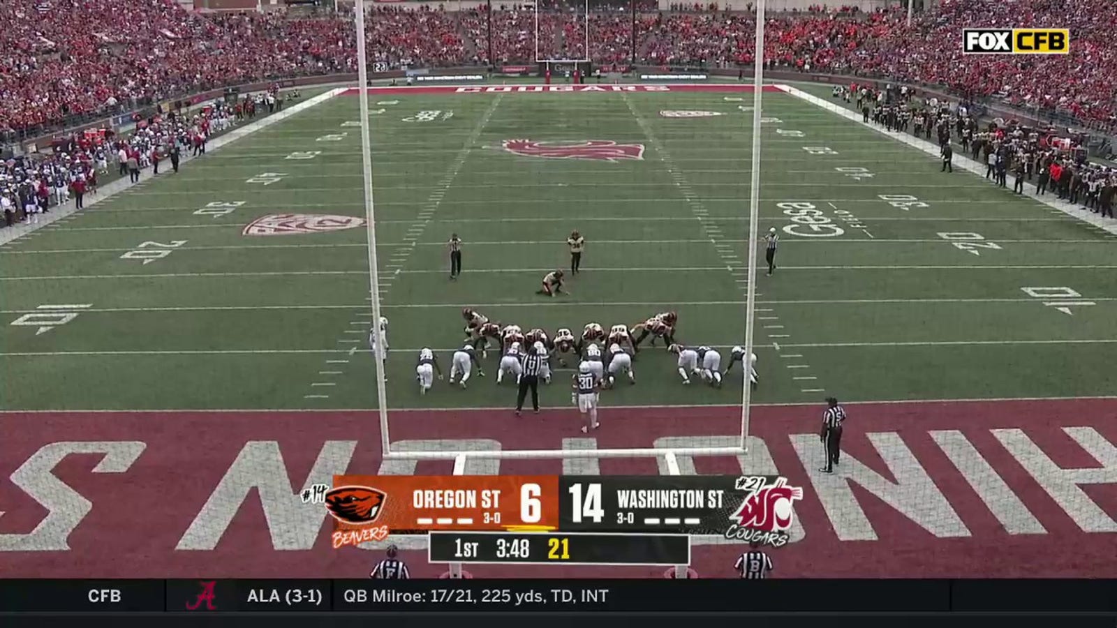 Oregon State's Deshaun Fenwick rushes for a 38-yard TD to cut into Washington State's lead
