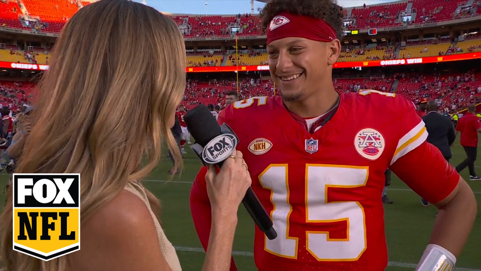 Patrick Mahomes: "Travis Kelce wanted to get in the end zone just as much as the Swifties wanted him to." 