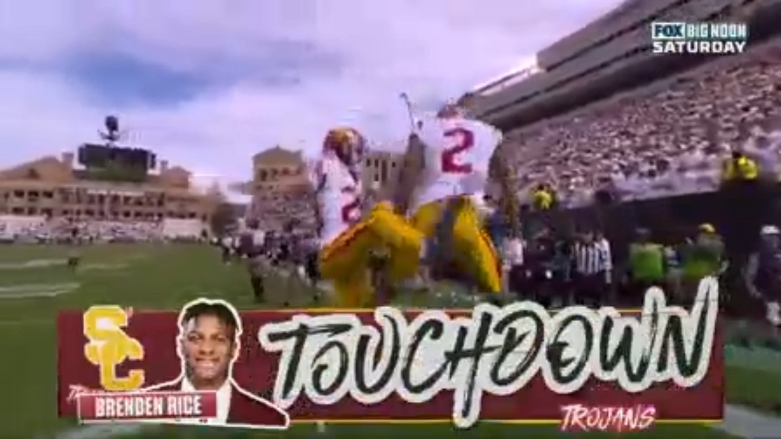 Caleb Williams throws a 26-yard TD to Brenden Rice to extend USC's lead against Colorado