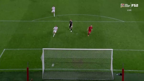 Jan Kuchta breaks free and chips in to pull Czech Republic back in front, 2-1