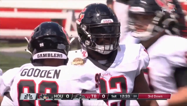 Gamblers' Chris Odom racks up three sacks against the Bandits I USFL