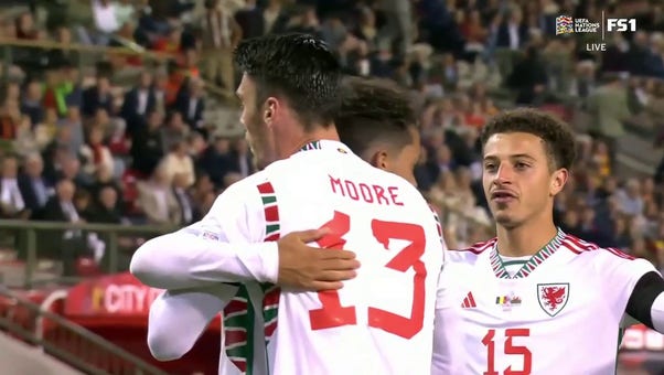 Wales trims Belgium's lead after Kieffer Moore scores on a header in the 50th minute