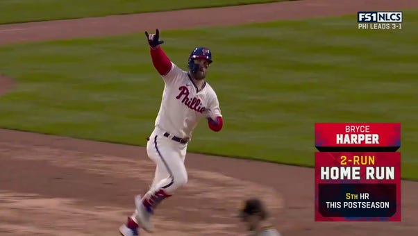 Bryce Harper launches a two-run home run to give Phillies a 4-3 lead in the eighth inning