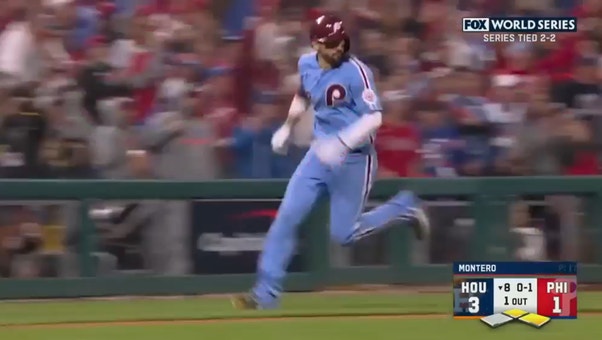 Jean Segura drives in Nick Castellanos on an RBI single to bring Phillies within a run of Astros
