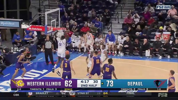 Depaul's Yor Anei throws it down after a clean ally-oop from Umoja Gibson 