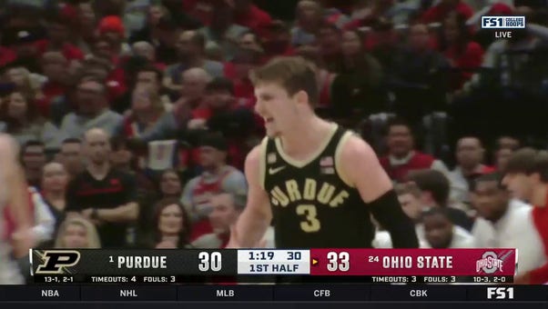 Braden Smith picks the ball handler's pocket and drains a three on the other end as Purdue trims into Ohio State's lead