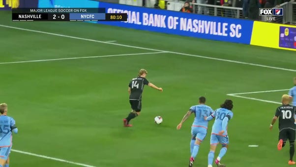 Nasvhille's Jacob Shaffelburg scores in the 80th minute against NYCFC