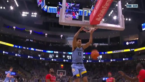 Marquette's Tyler Kolek, Oso Ighodaro connect for ANOTHER gorgeous pick-and-roll dunk against St. John's 