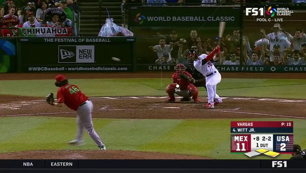 USA's Bobby Witt Jr. smacks an RBI double to trim deficit against Mexico