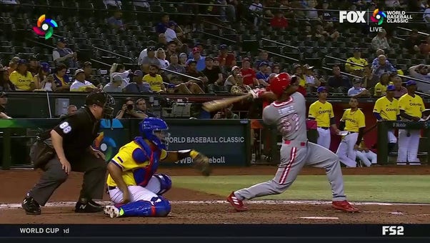 Otto Lopez SMASHES a THREE-RUN Home Run to add to Canada's lead over Colombia, 5-0