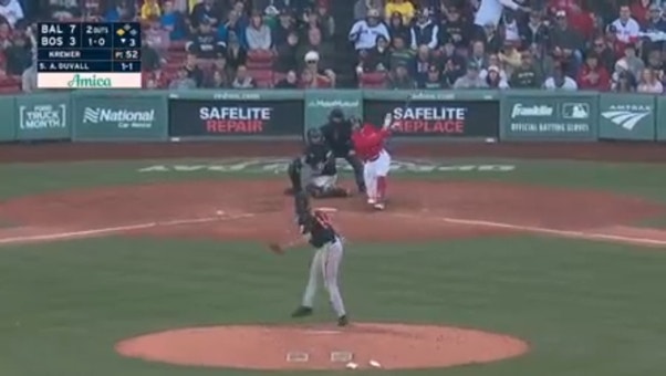Red Sox's Adam Duvall cranks a two-run home run to trim the Orioles' lead, 7-5