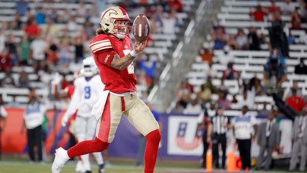 Alex McGough registers 394 yards of total offense and five TD in Stallions' 47-22 victory over Breakers in USFL Playoffs