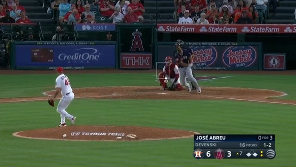 José Abreu CRUSHES a three-run home run to extend the Astros' lead over the Angels