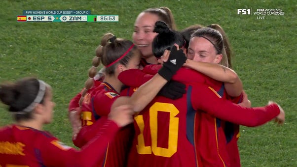 Alba Maria Redondo Ferrer scores her second goal of the match to give Spain a 5-0 lead