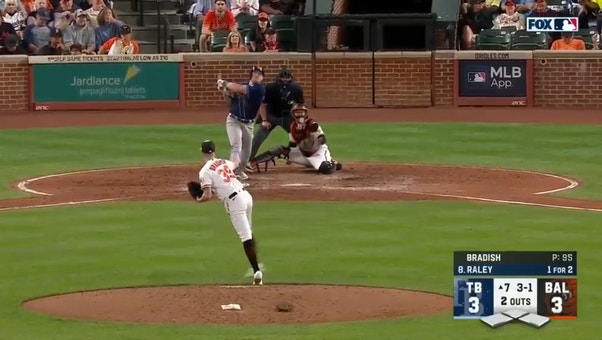 Luke Raley crushes a solo home run to give the Rays a lead against the Orioles