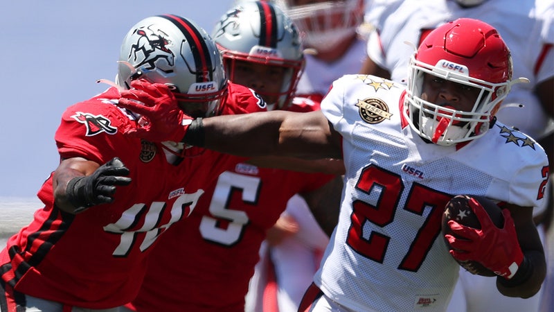 Generals RB Darius Viktor shows physical strength