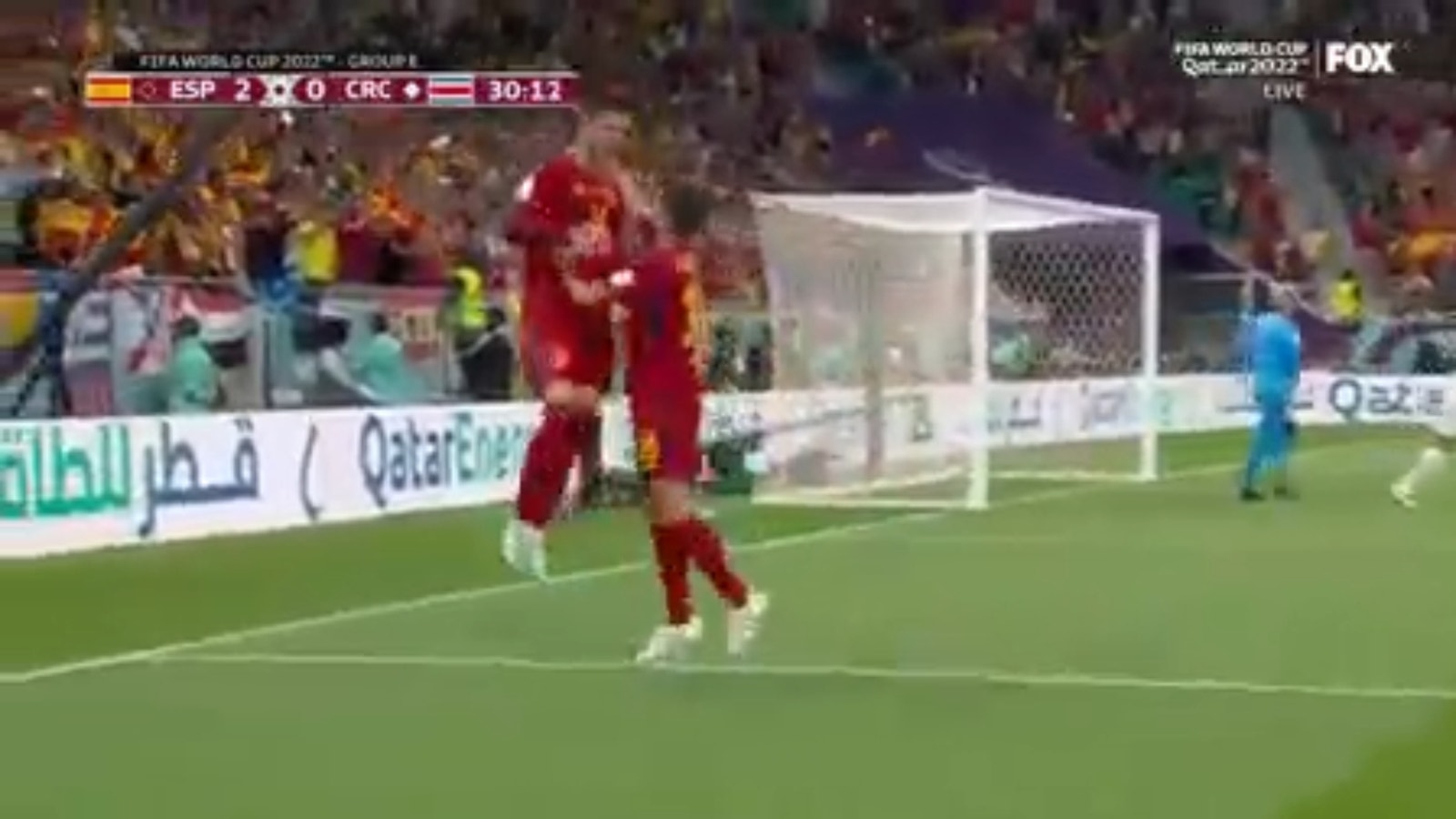 Lo spagnolo Ferran Torres segna contro il Costa Rica al 31'.