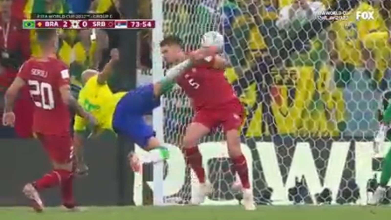 Richarlison puts Brazil ahead 2-0 with an acrobatic goal
