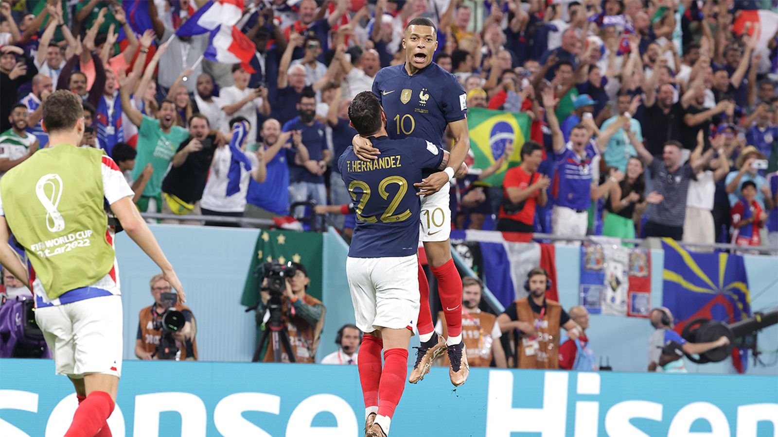 France's Kylian Mbappe scores goal vs. Denmark in 61'