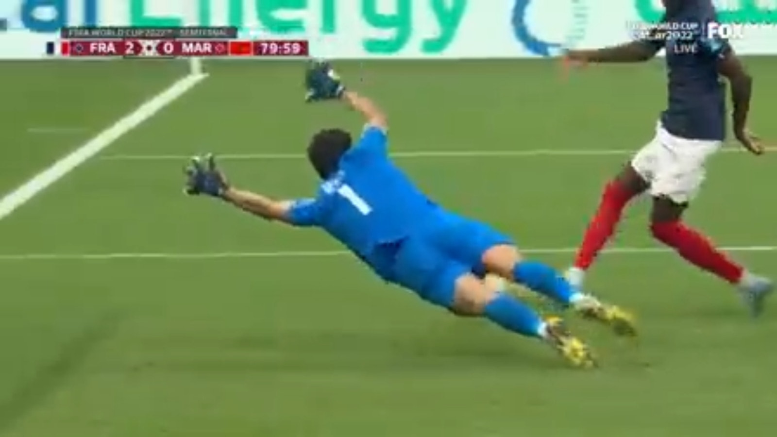 Randal Kolo Muani of France scores a goal against Morocco in the 79th minute