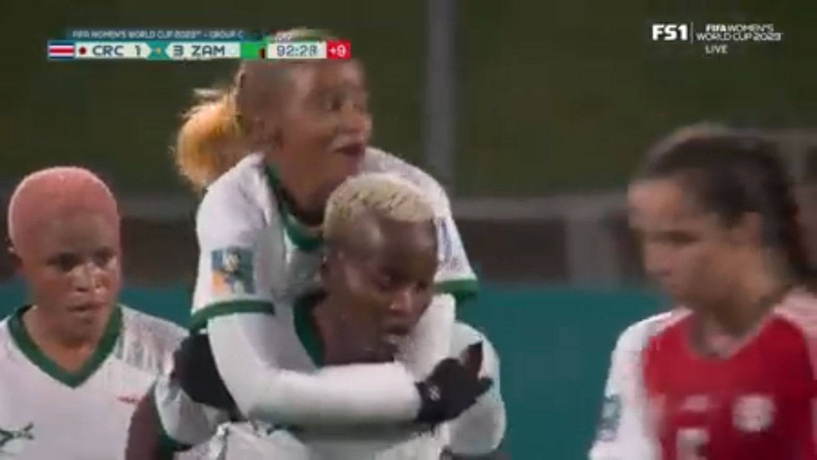 Zambia's Racheal Kundananji scores goal vs. Costa Rica in 90+3'