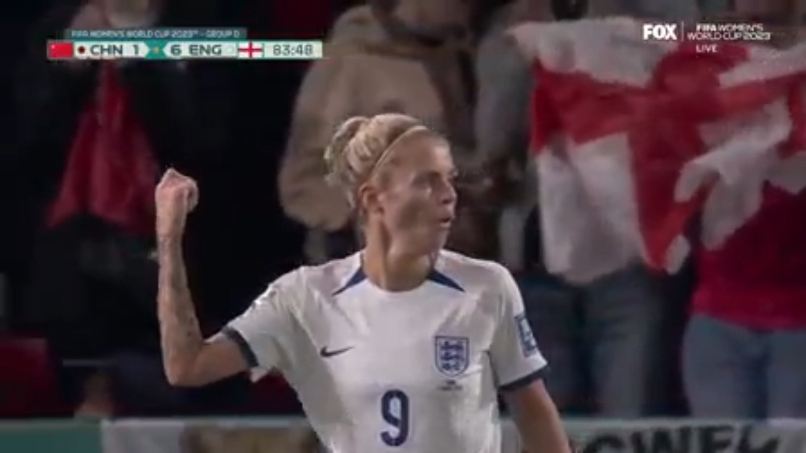 England's Rachel Daly scores goal vs. China in 84'