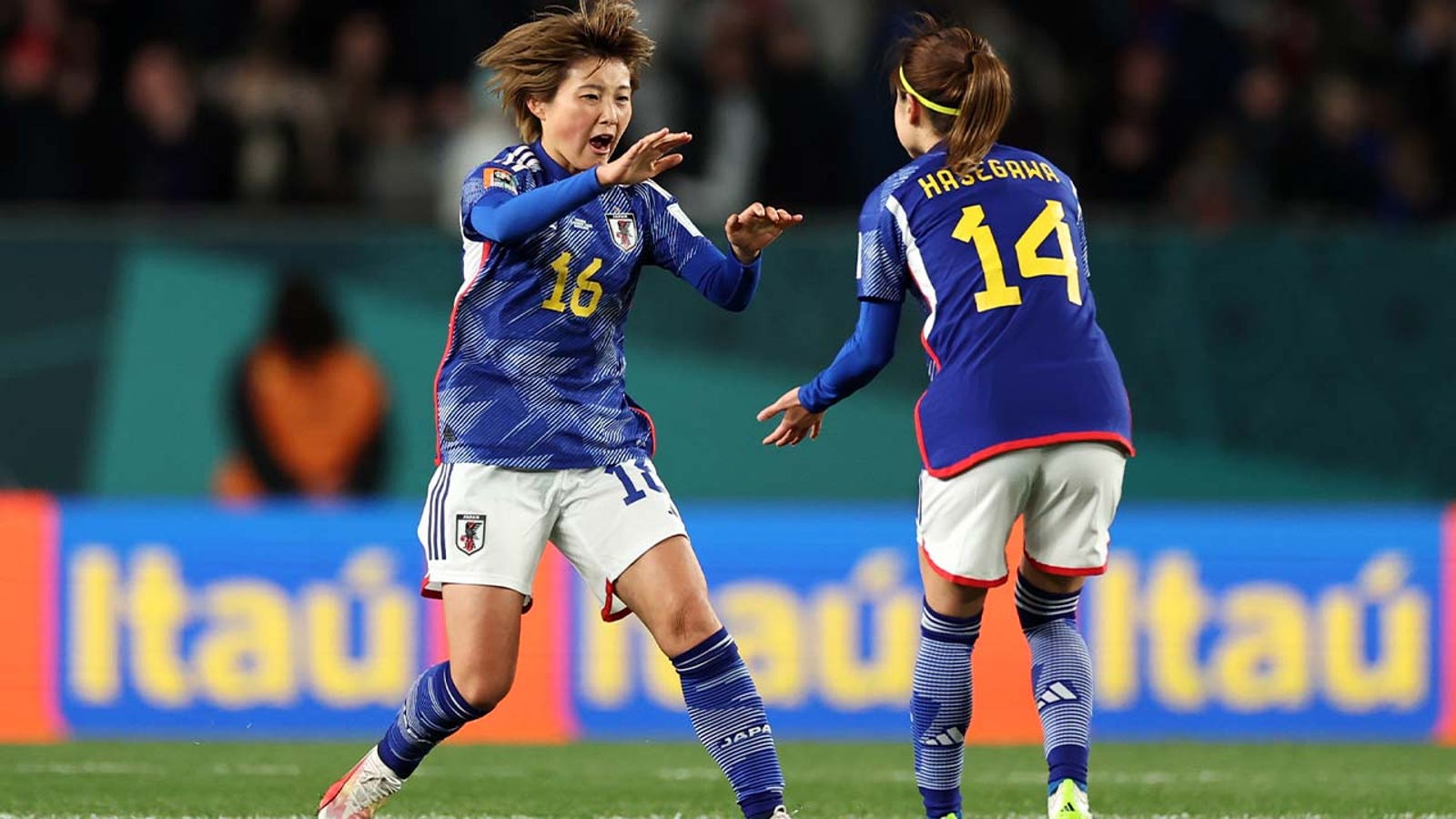 Honoka Hayashi scores a goal against Sweden in the 87th minute