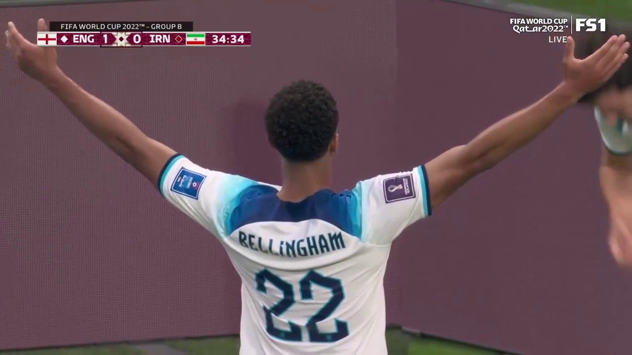 England's Jude Bellingham scores goal vs. Iran in 35' | 2022 FIFA