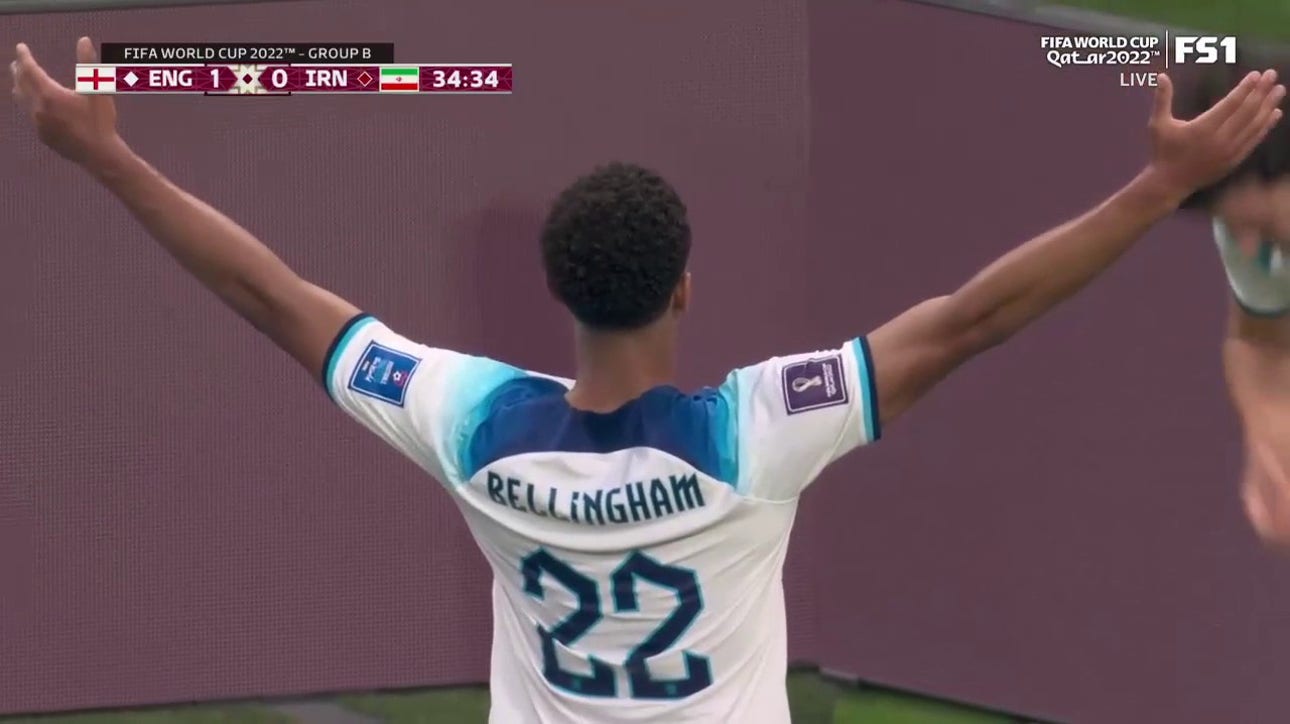 England's Jude Bellingham scores goal vs. Iran in 35' | 2022 FIFA World Cup