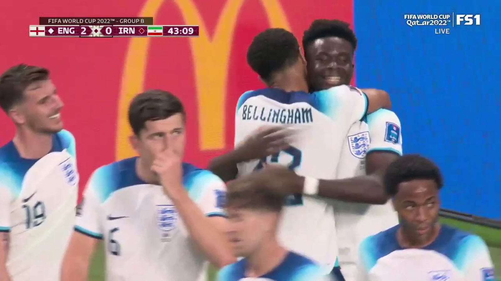 England's Bukayo Saka scores against Iran in 43'