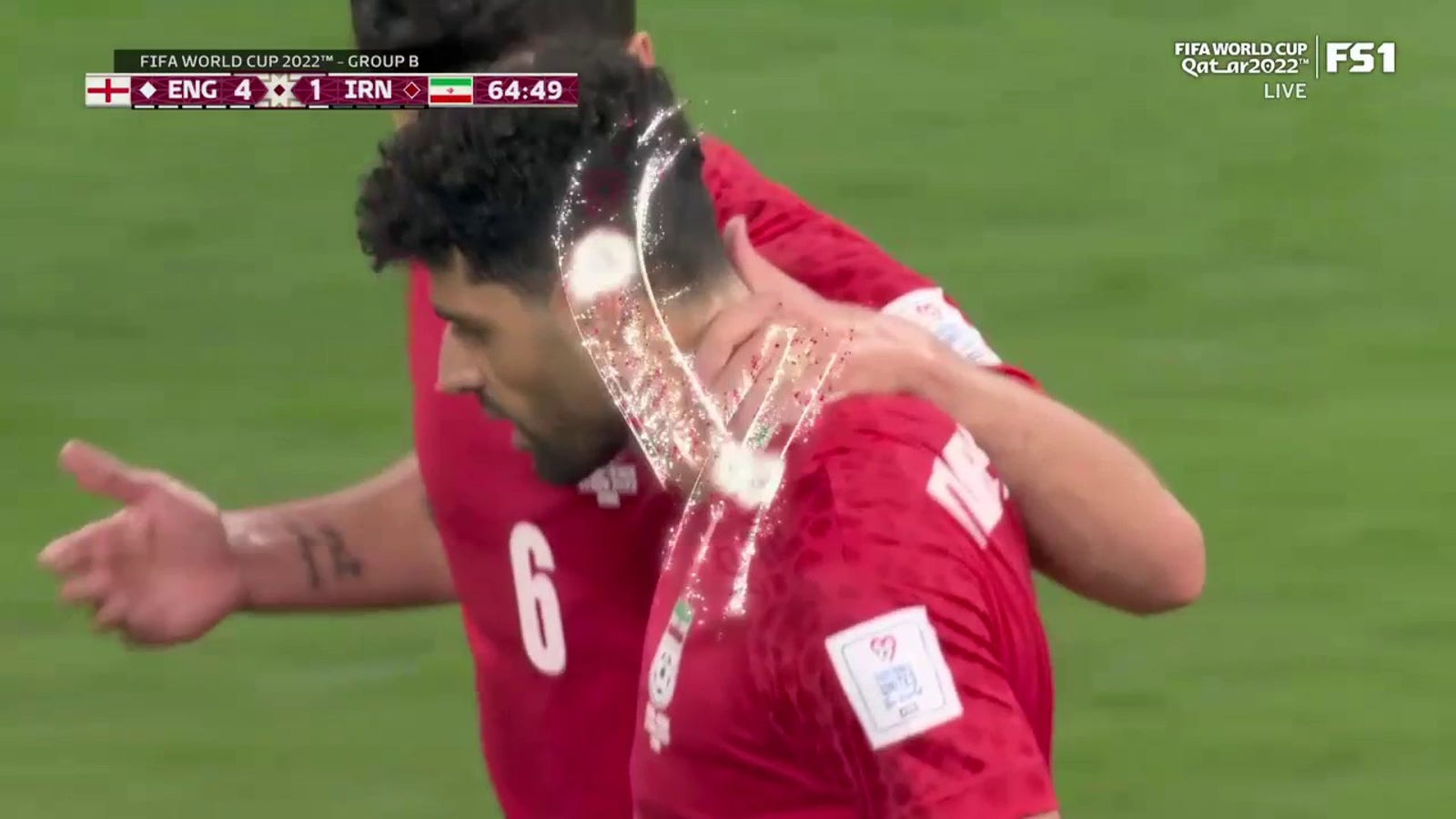 Iran's Mehdi Taremi scores a goal against England in the 65th minute