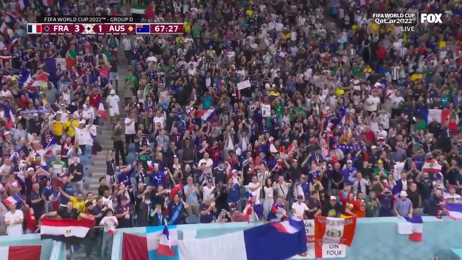 France's Kylian Mbappe scores goal vs. Australia in 67'