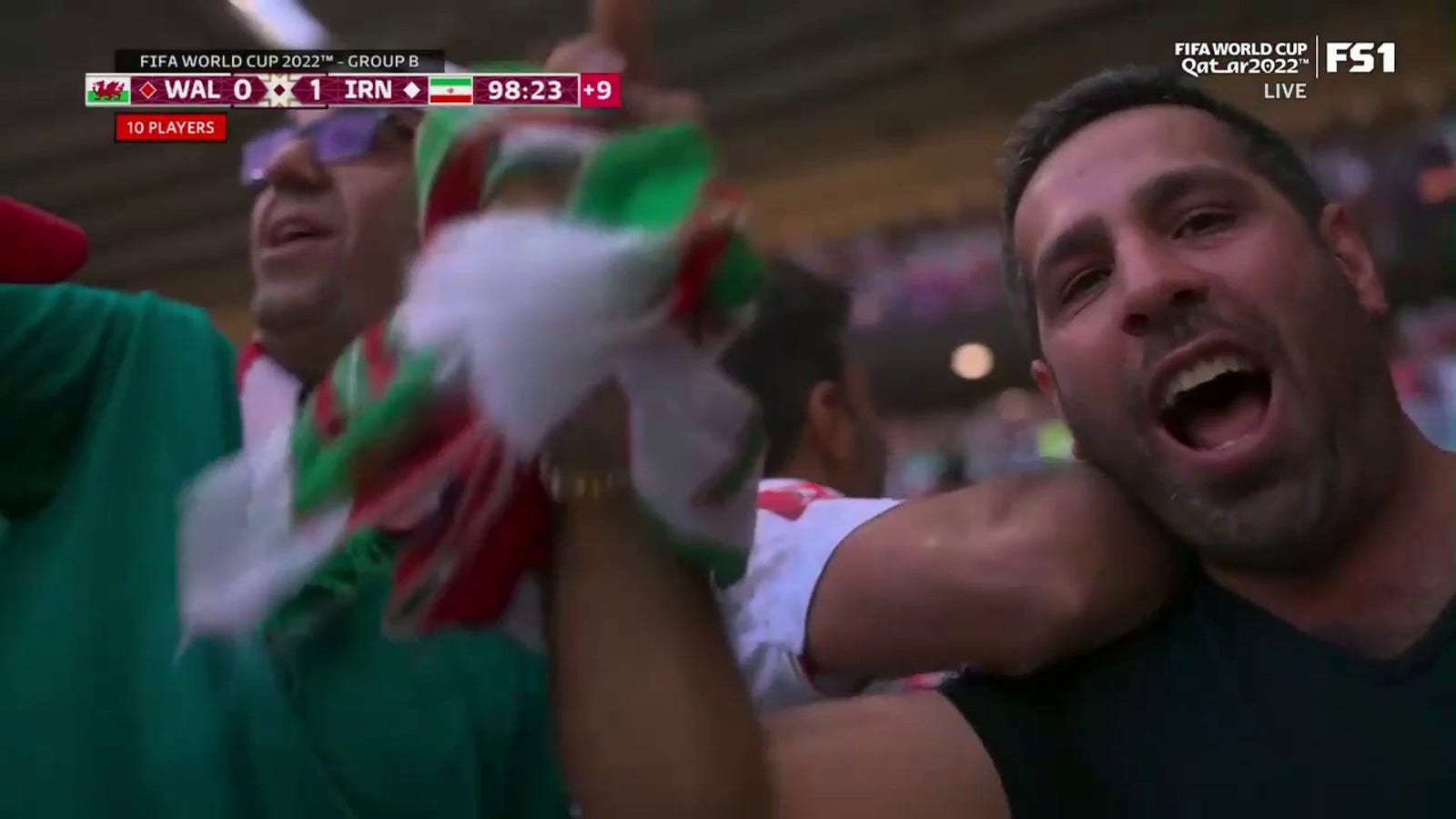 Iran's Roozbeh Cheshmi goal gives Iran a late lead.