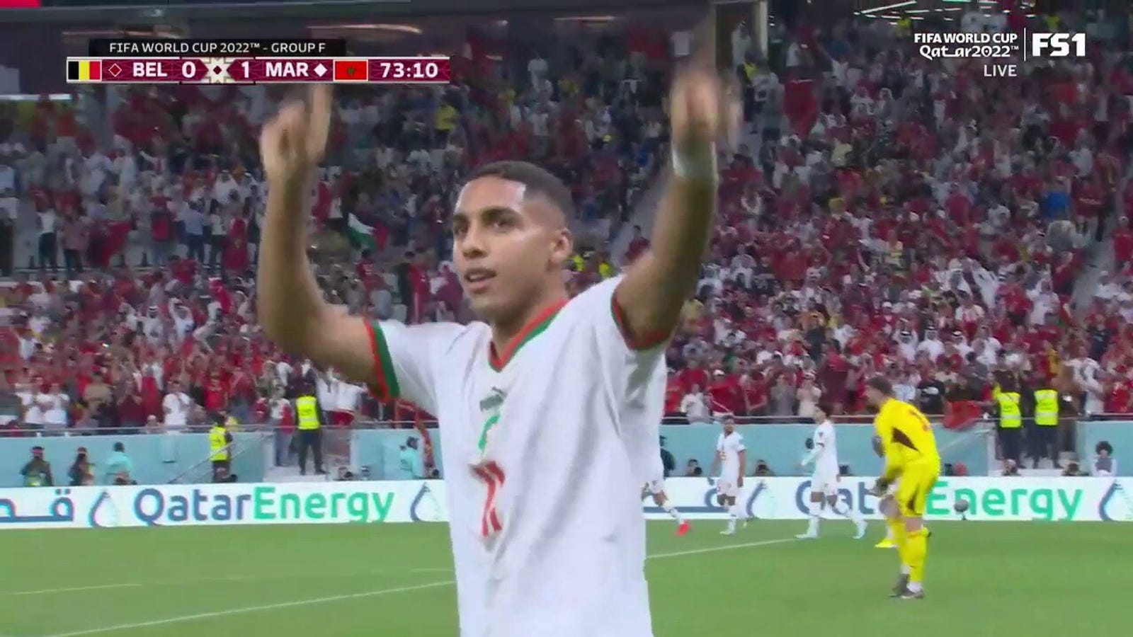 Morocco's Abdelhamid Sabiri scores goal vs. Belgium in 73'