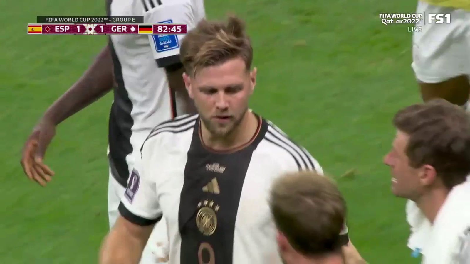 Germany's Niklas Volkrug scores a goal against Spain in the 83rd minute