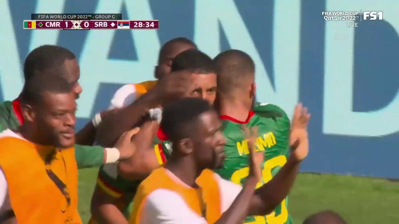 Cameroon's Jean-Charles Castelletto scores goal vs. Serbia in 28' | 2022 FIFA World Cup