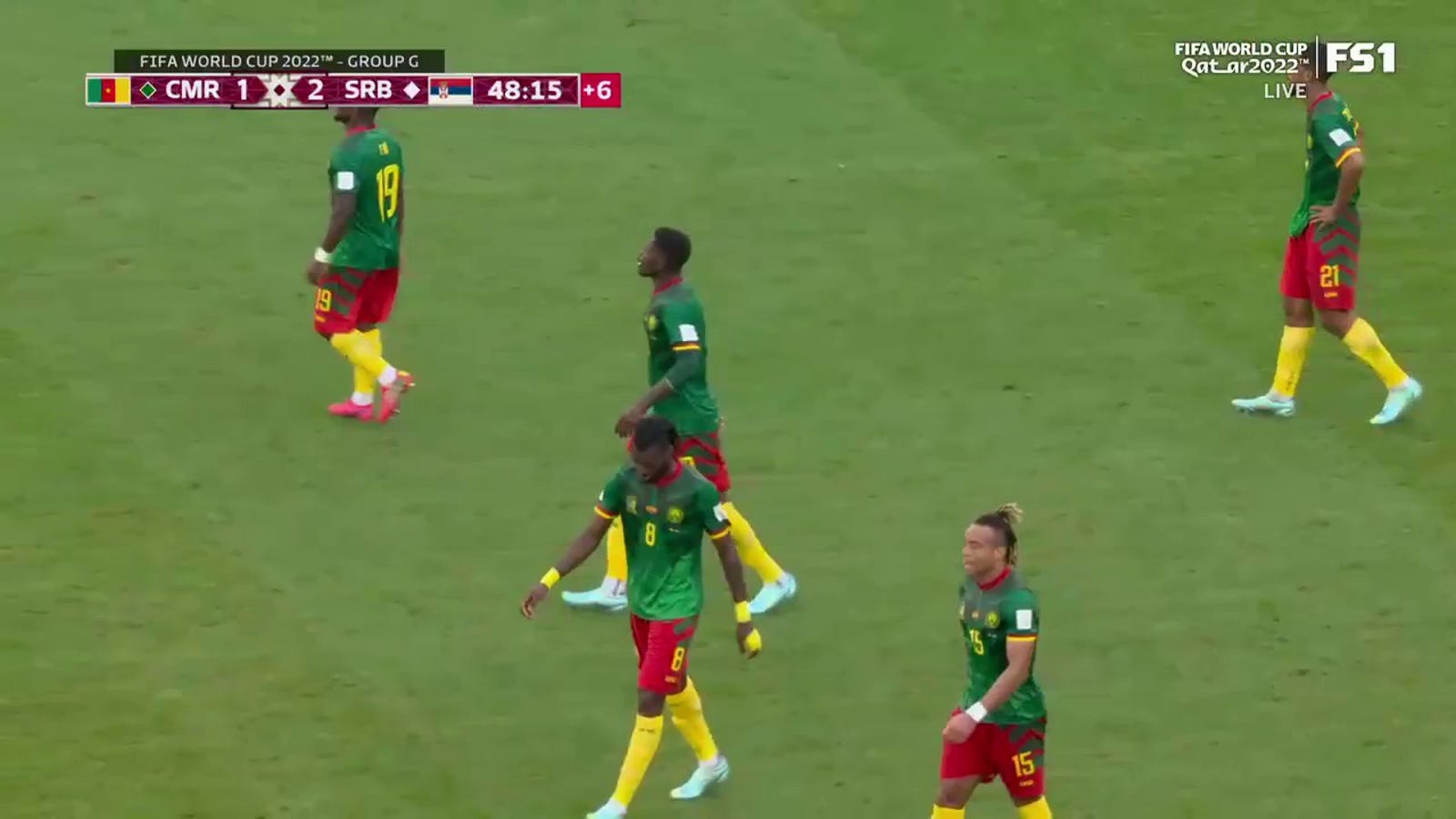 Serbia's Sergej Milinkovic-Savic scores goal vs. Cameroon in 45+3'
