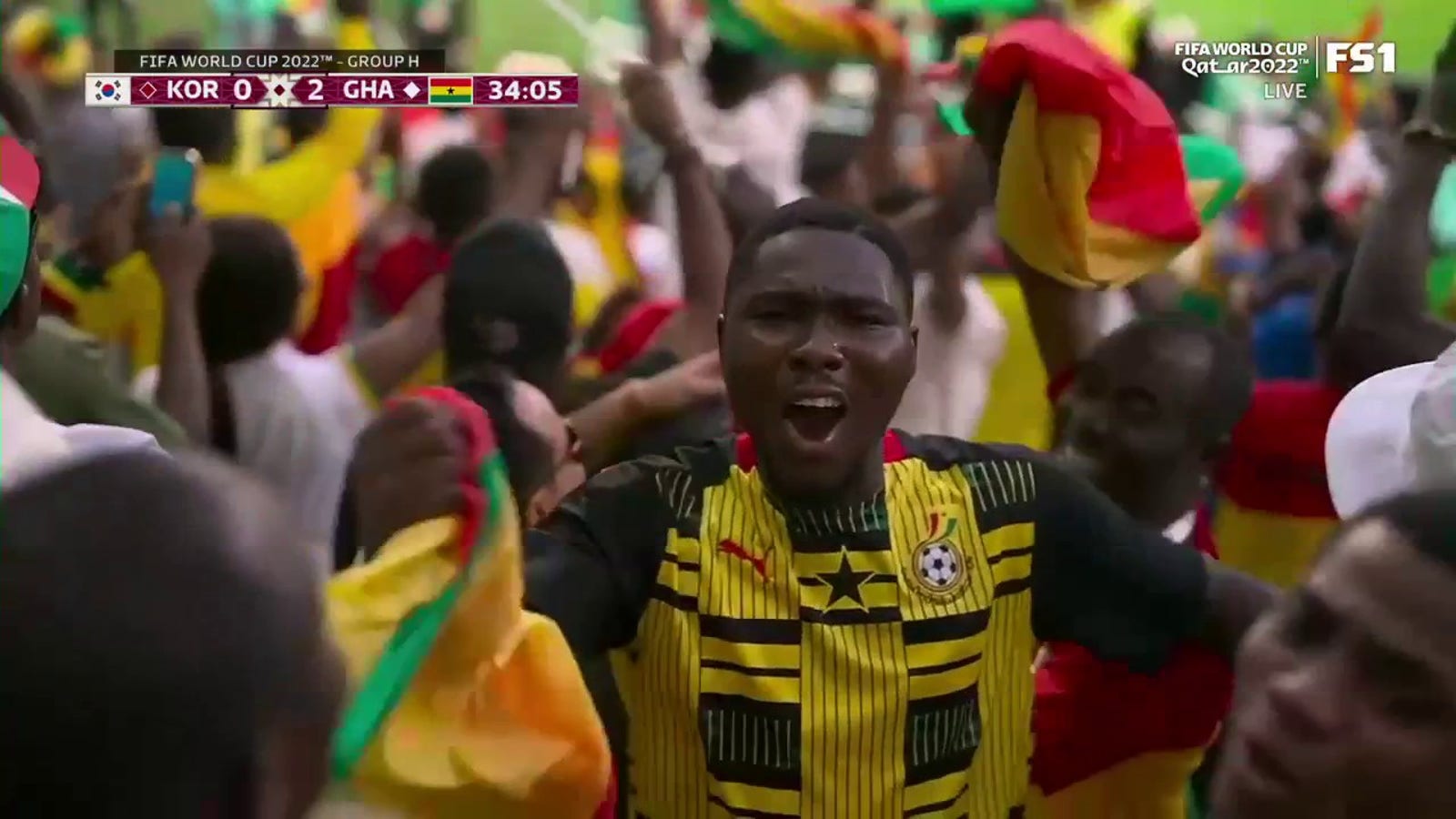 Gol Mohammad Kodos from Ghana against the Republic of Korea in the 34th minute  Football World Cup 2022