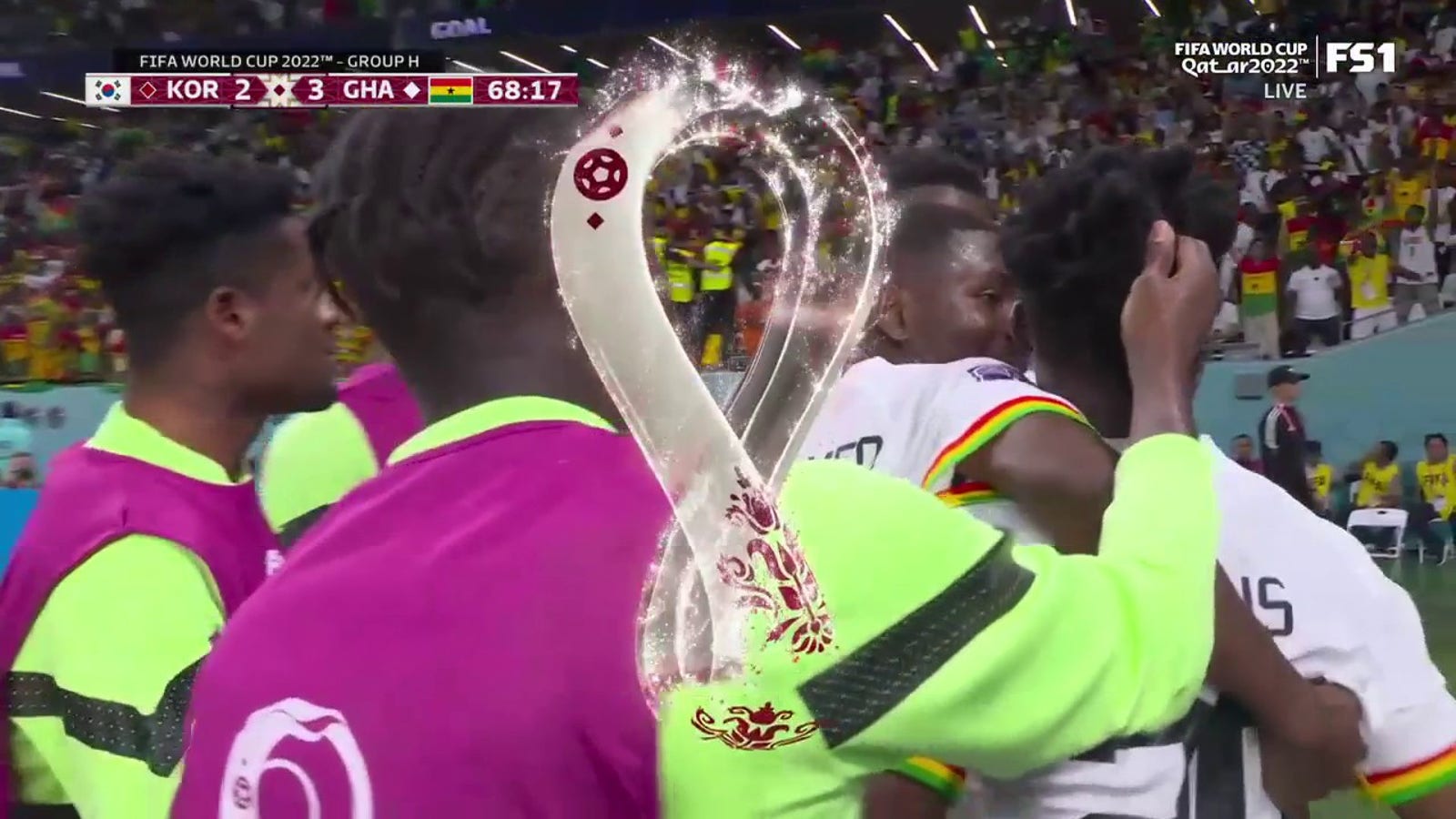 가나의 모하메드 쿠두스가 대한민국을 상대로 68분 만에 골을 터뜨리다 |  2022년 월드컵