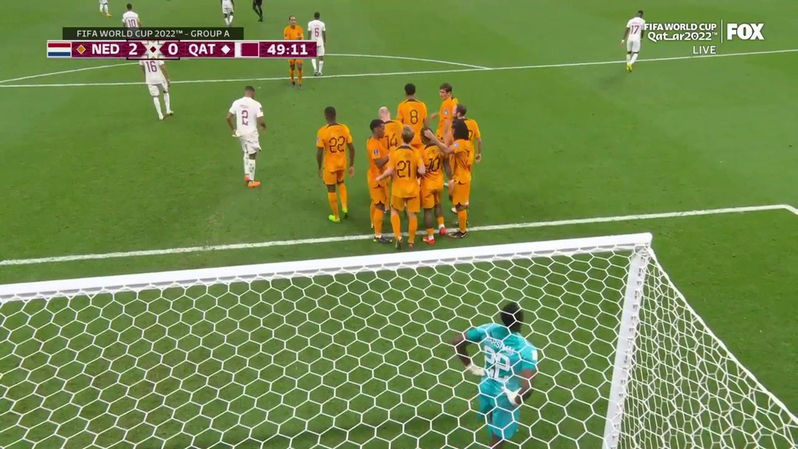 Netherlands's Frenkie De Jong scores goal vs. Qatar in 49'