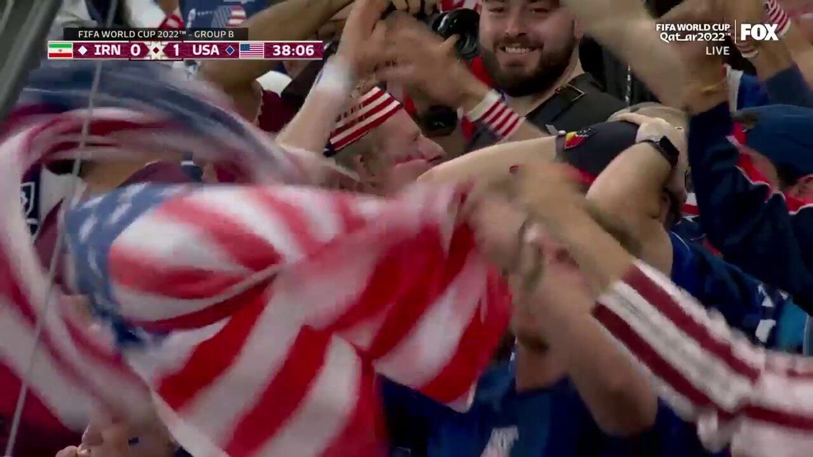 USA's Christian Pulisic scores against Iran in the 38'
