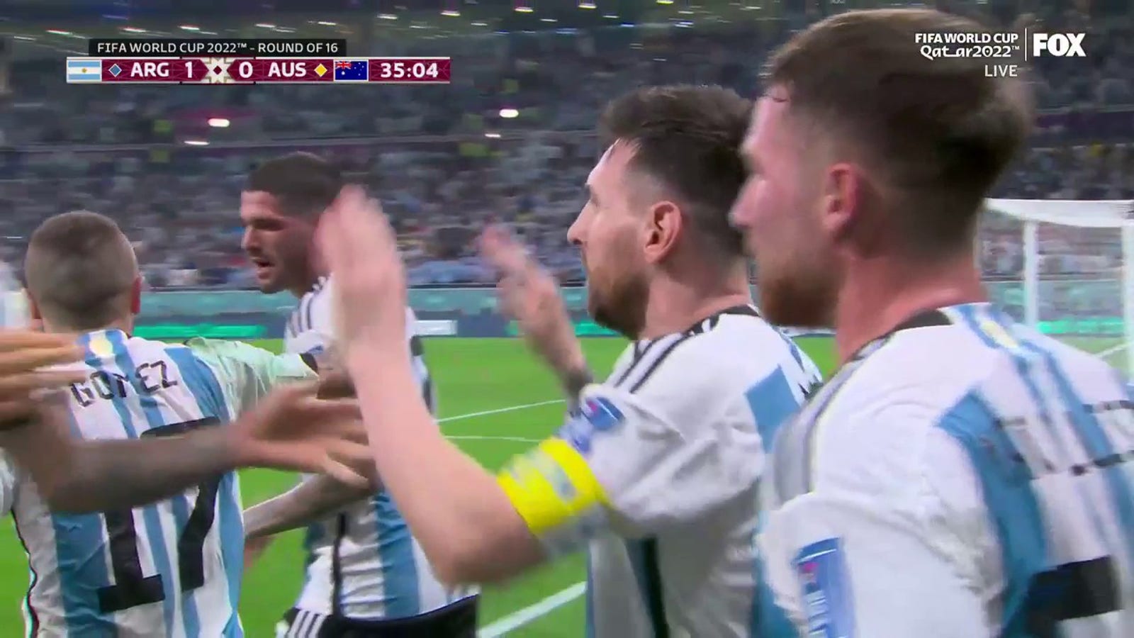 Lionel Messi z Argentyny strzelił gola w meczu z Australią.  35' 