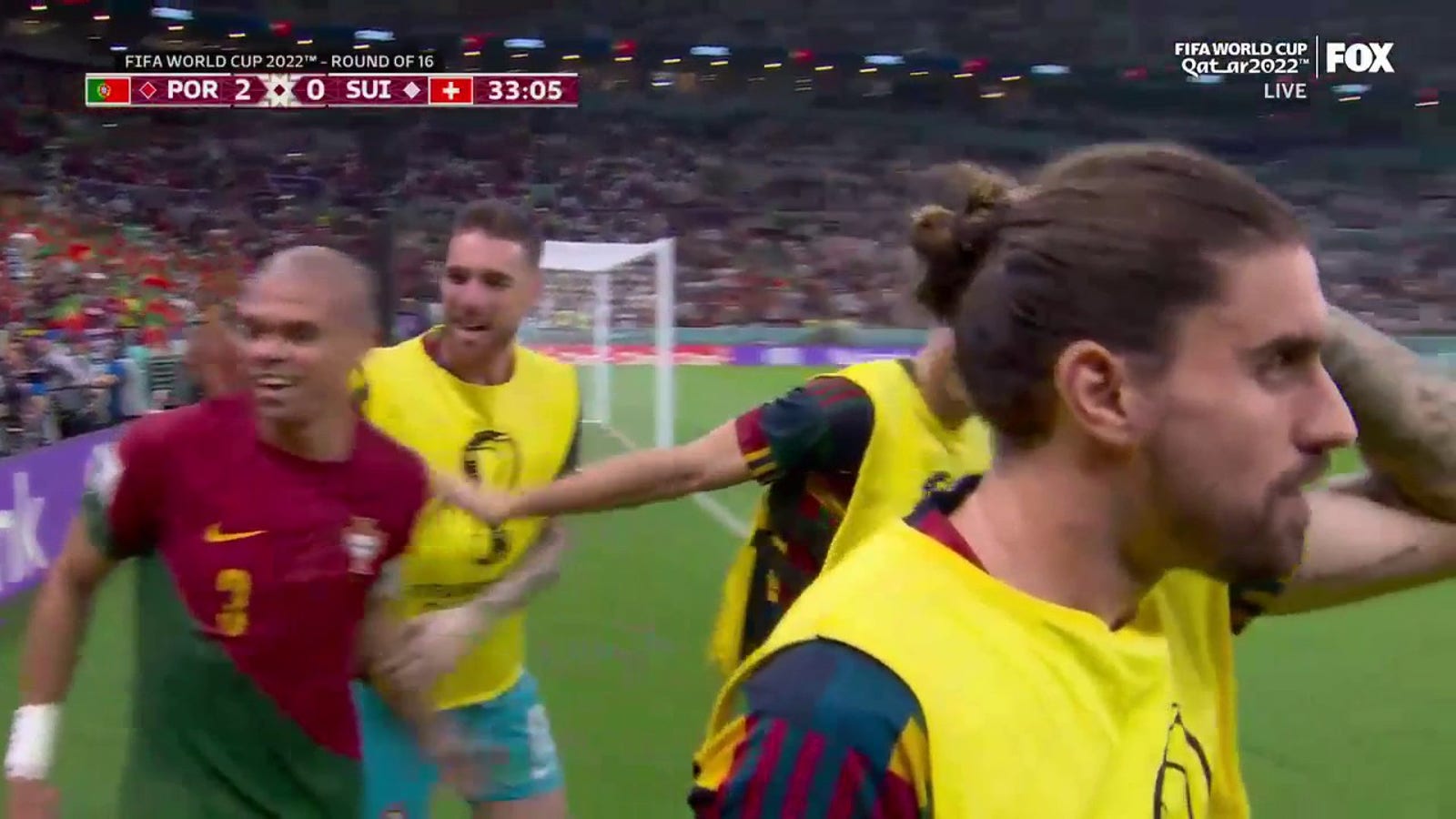 Portugal's Pepe scores goal vs. Switzerland in 33'