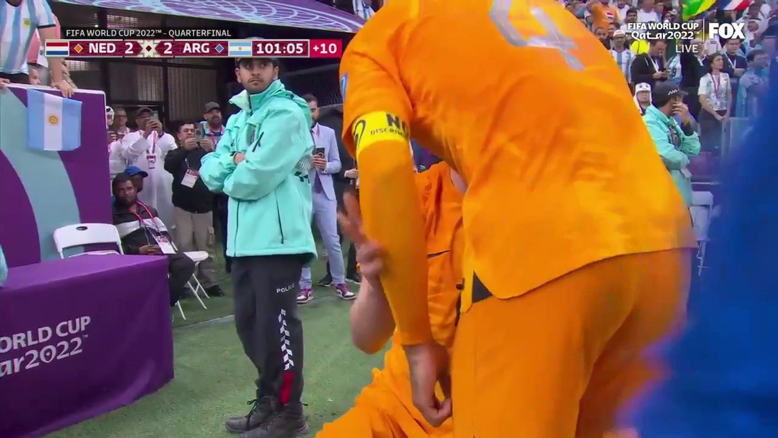 Netherlands' Wout Weghorst scores in the 90+11 minute against Argentina